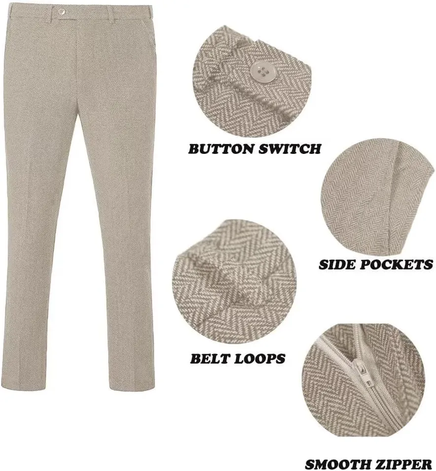 Boys Tweed Suit 3 Piece Tuxedo Suit for Boys Two Button Suits Jackets Vest Pants Set for Kid
