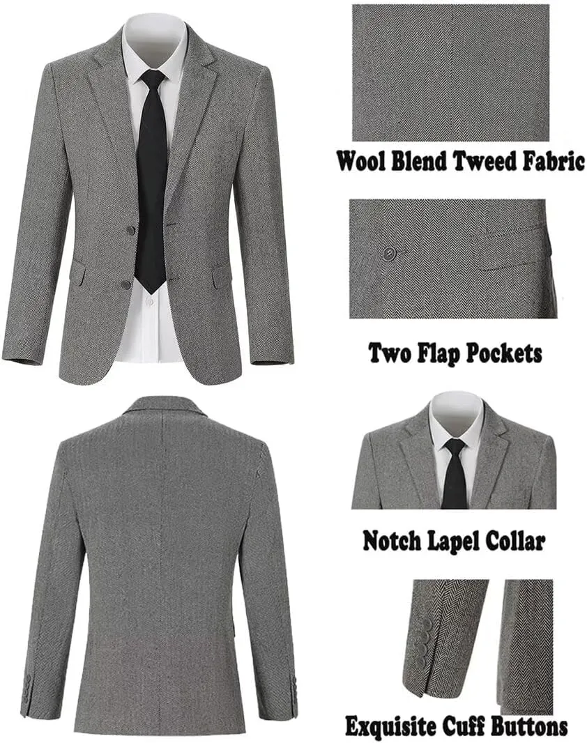 Boys Tweed Suit 3 Piece Tuxedo Suit for Boys Two Button Suits Jackets Vest Pants Set for Kid