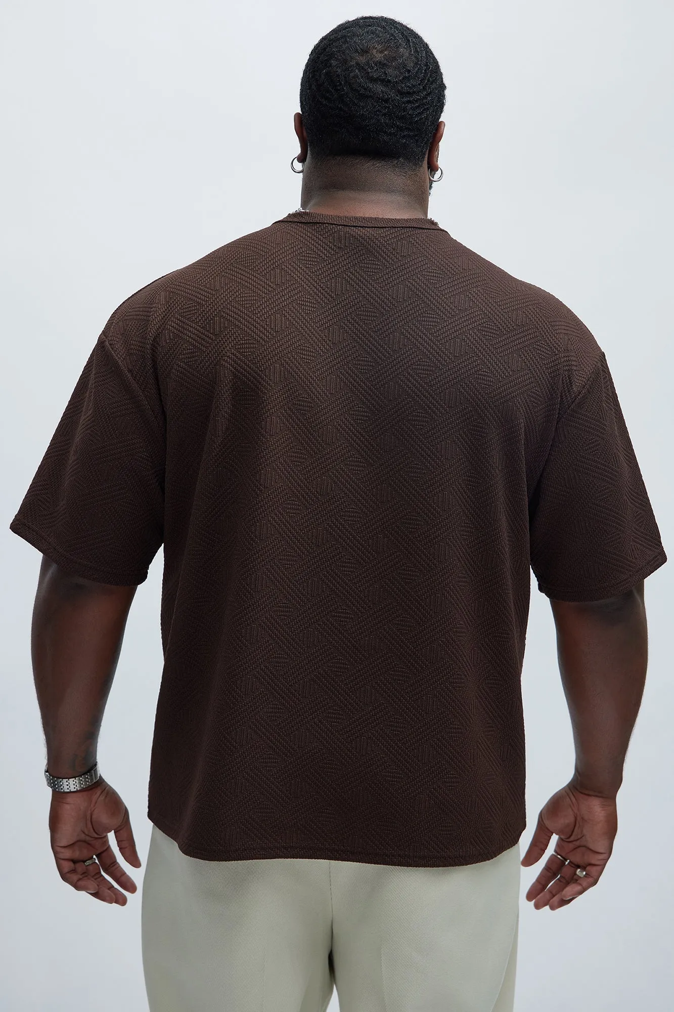 Burley Geo Textured Relaxed Short Sleeve Tee - Brown