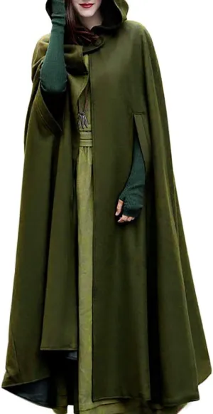 BZGTZT Women's Trench Coat Cloak Hooded Long Open Front Cape Coats Poncho Batwing Poncho Cardigan Jacket Coat,For Winter