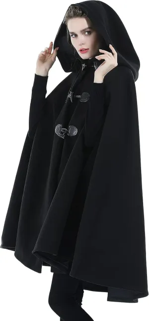 Cape Coat Women Hooded Poncho Cloak Vintage Plus Size Outwear Winter