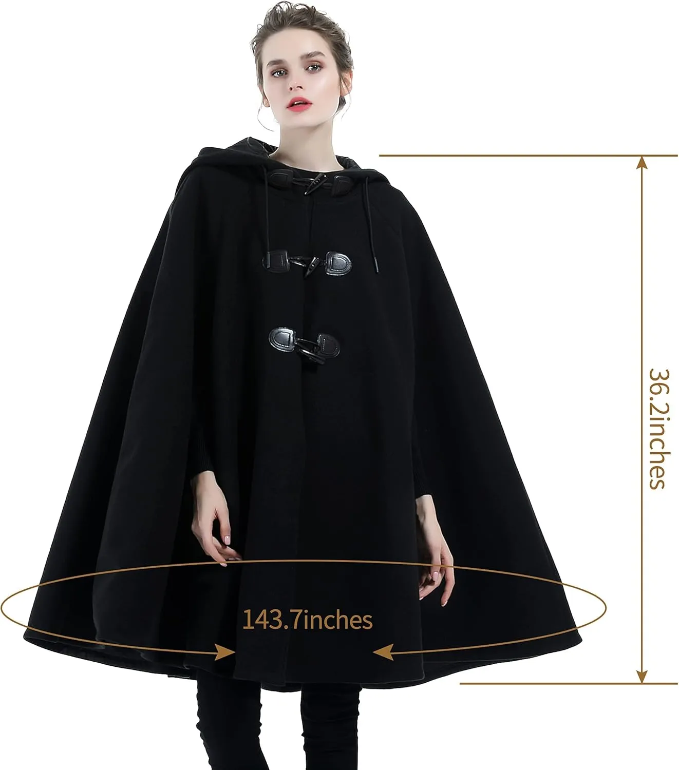 Cape Coat Women Hooded Poncho Cloak Vintage Plus Size Outwear Winter