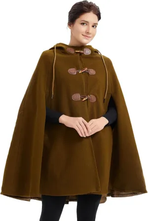 Cape Coat Women Hooded Poncho Cloak Vintage Plus Size Outwear Winter
