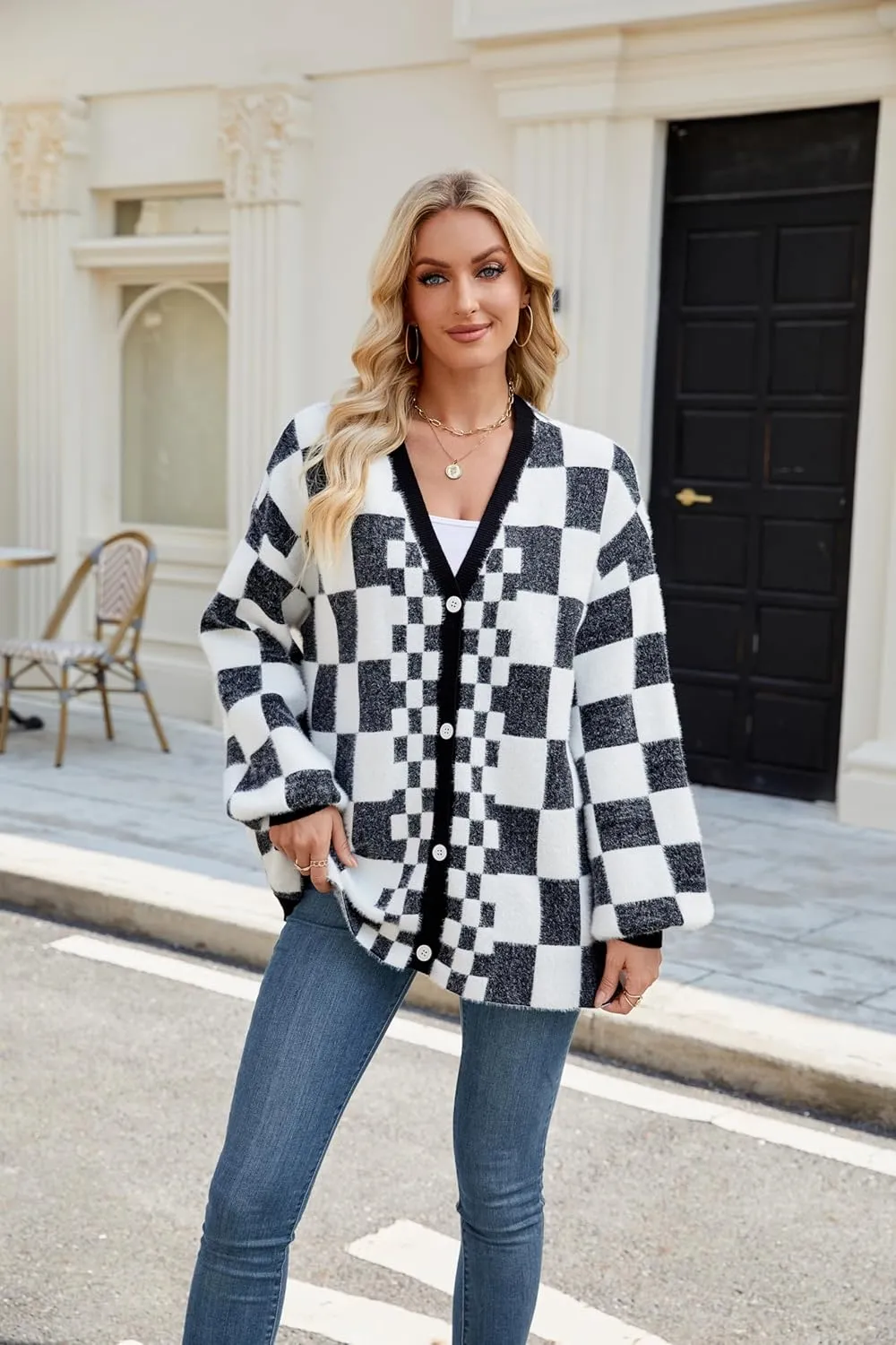 Cardigan Sweaters for Women, Women's Long Sleeve Oversized Open Front Cardigan Button Down Ribbed Loose Knit Outerwear