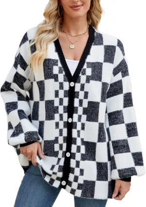 Cardigan Sweaters for Women, Women's Long Sleeve Oversized Open Front Cardigan Button Down Ribbed Loose Knit Outerwear