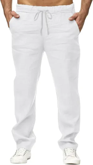 Cargo Pants for Men Baggy Men's Fashion Cotton Sweatpants Slim Fit Straight Joggers with Pockets Drawstring Fast Dry Trousers Athletic Pants Chino Pant Men B-White