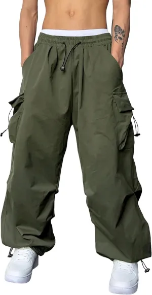 Cargo Pants for Men, Casual Solid Color Sports Multi Pocket Foot Rope Pants Street Fashion Tie Waist Sweatpants
