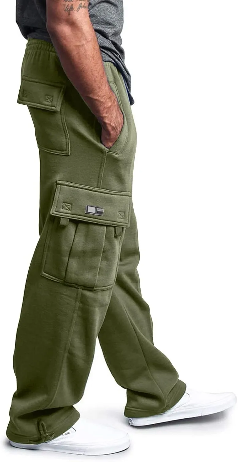 Cargo Pants for Men, Stretch Casual Joggers Athletic Pants, Cotton Loose Fit Baggy Pants Straight Leg Sweatpants
