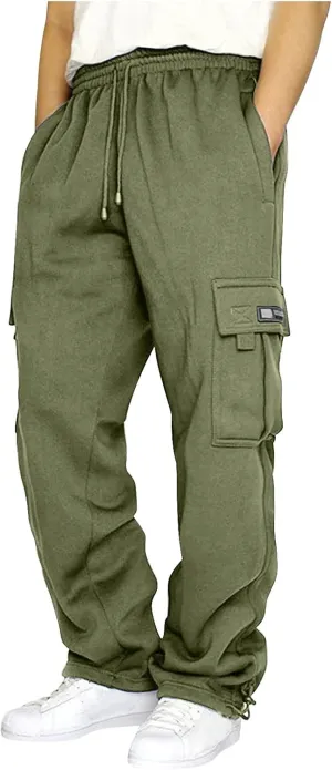 Cargo Pants for Men, Stretch Casual Joggers Athletic Pants, Cotton Loose Fit Baggy Pants Straight Leg Sweatpants
