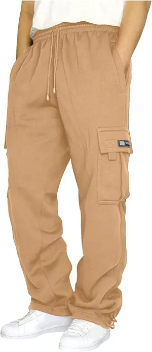 Cargo Pants for Men, Stretch Casual Joggers Athletic Pants, Cotton Loose Fit Baggy Pants Straight Leg Sweatpants