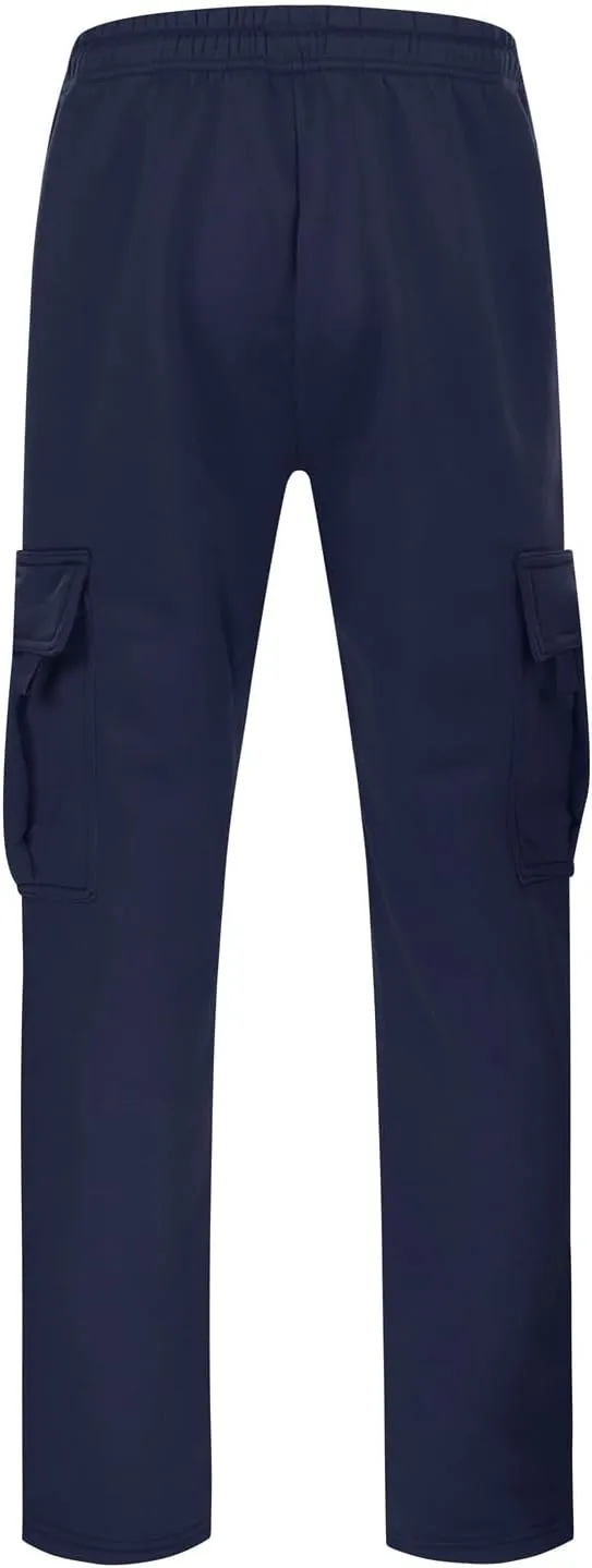 Cargo Sweatpants for Men Heavyweight Fleece Baggy Elastic Waist Drawstring Joggers Fall Trousers with Pockets