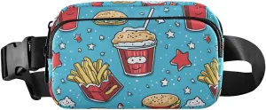 Cartoon Food Fanny Pack Water Resistant, Women Men Waist Pack Sling Bag Purse for Travel Hiking