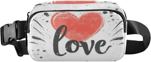 Cartoon Heart Fanny Pack Water Resistant Waist Pack Sling Bag Purse for Women Men Travel Hiking