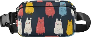 Cartoon Llama Fanny Pack Water Resistant, Women Men Waist Pack Sling Bag Purse for Travel Hiking