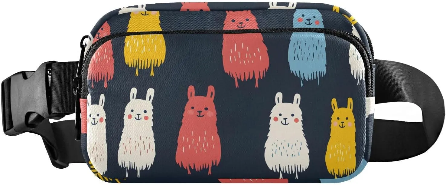 Cartoon Llama Fanny Pack Water Resistant, Women Men Waist Pack Sling Bag Purse for Travel Hiking