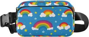 Cartoon Rainbows Fanny Pack Water Resistant, Women Men Waist Pack Sling Bag Purse for Travel Hiking