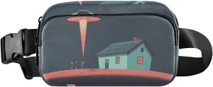 Cartoon Ufo Fanny Pack Water Resistant Waist Pack Sling Bag Purse for Women Men Travel Hiking