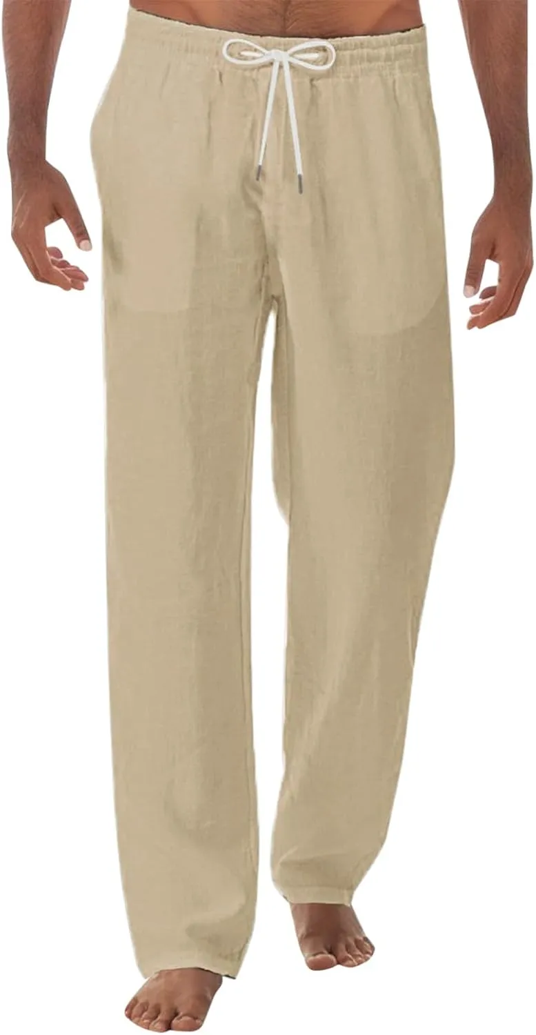 Casual Pants Men Summer Trouser Pants Casual Loose Joggers Lightweight Straight Stretch Sports Pants with Pockets