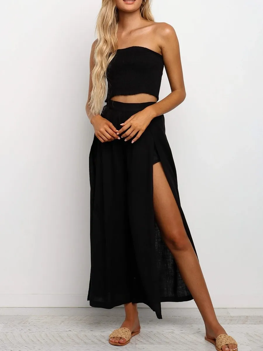 Casual Solid Color Wrapped Chest Sexy Women's Suit