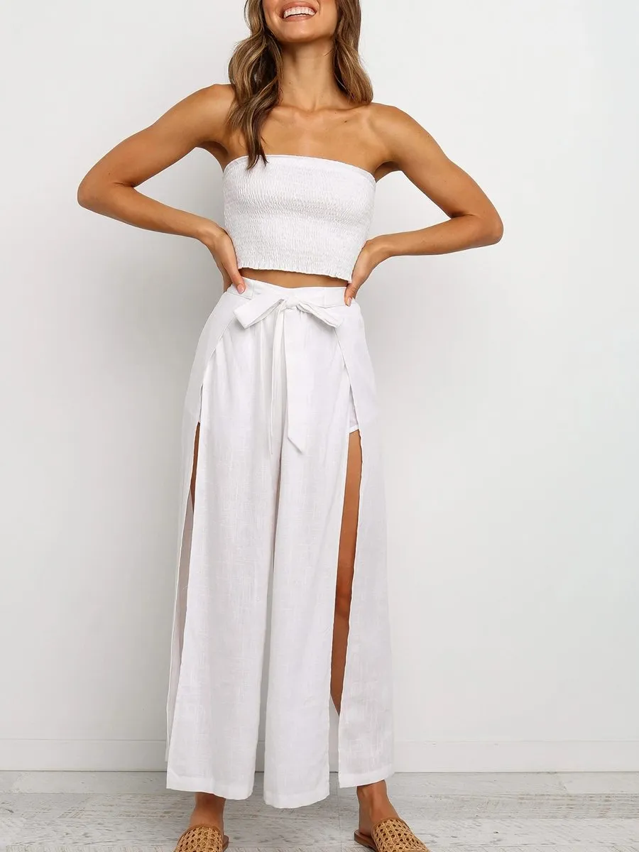 Casual Solid Color Wrapped Chest Sexy Women's Suit