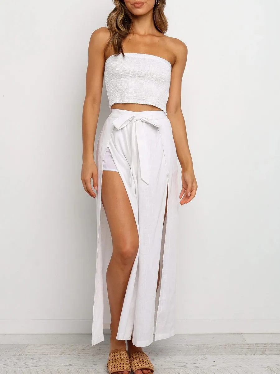 Casual Solid Color Wrapped Chest Sexy Women's Suit