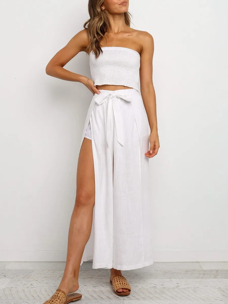 Casual Solid Color Wrapped Chest Sexy Women's Suit