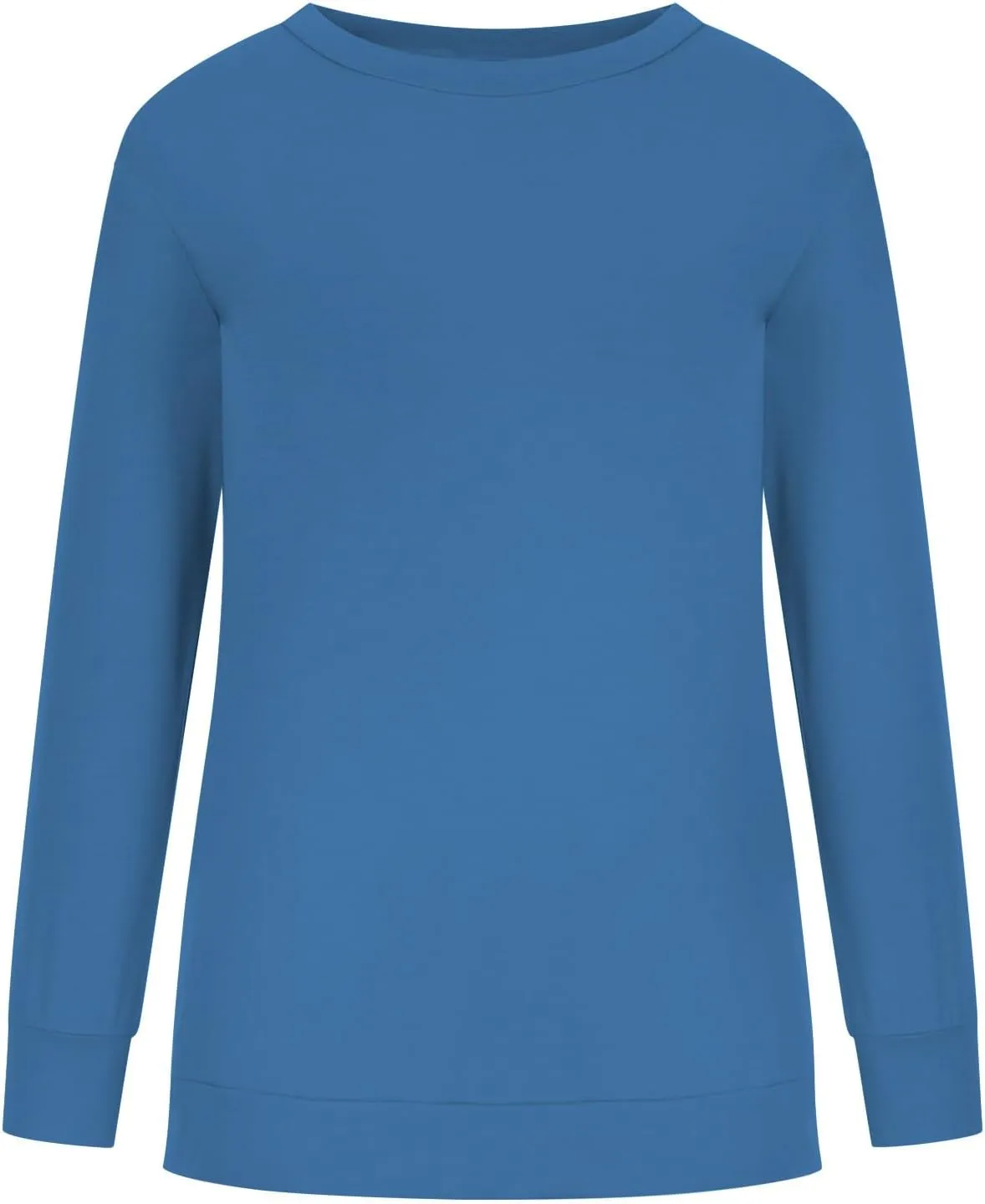 Ceboyel Womens Long Sleeve Shirts 2023 Solid Color Crew Neck Sweatshirts Loose Fit Pullover Tops Trendy Casual Fall Clothes