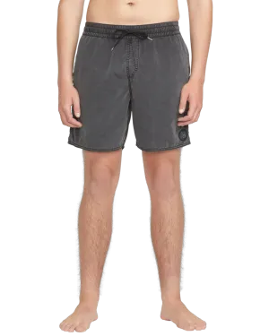 Center Elastic Waist Swimshorts in Black