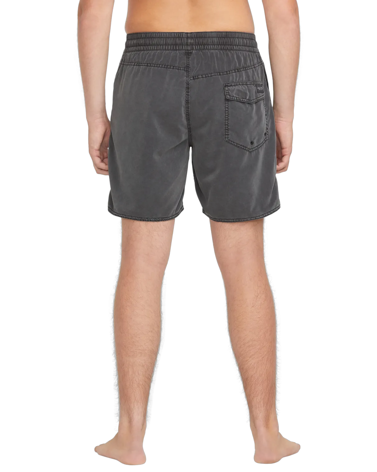Center Elastic Waist Swimshorts in Black