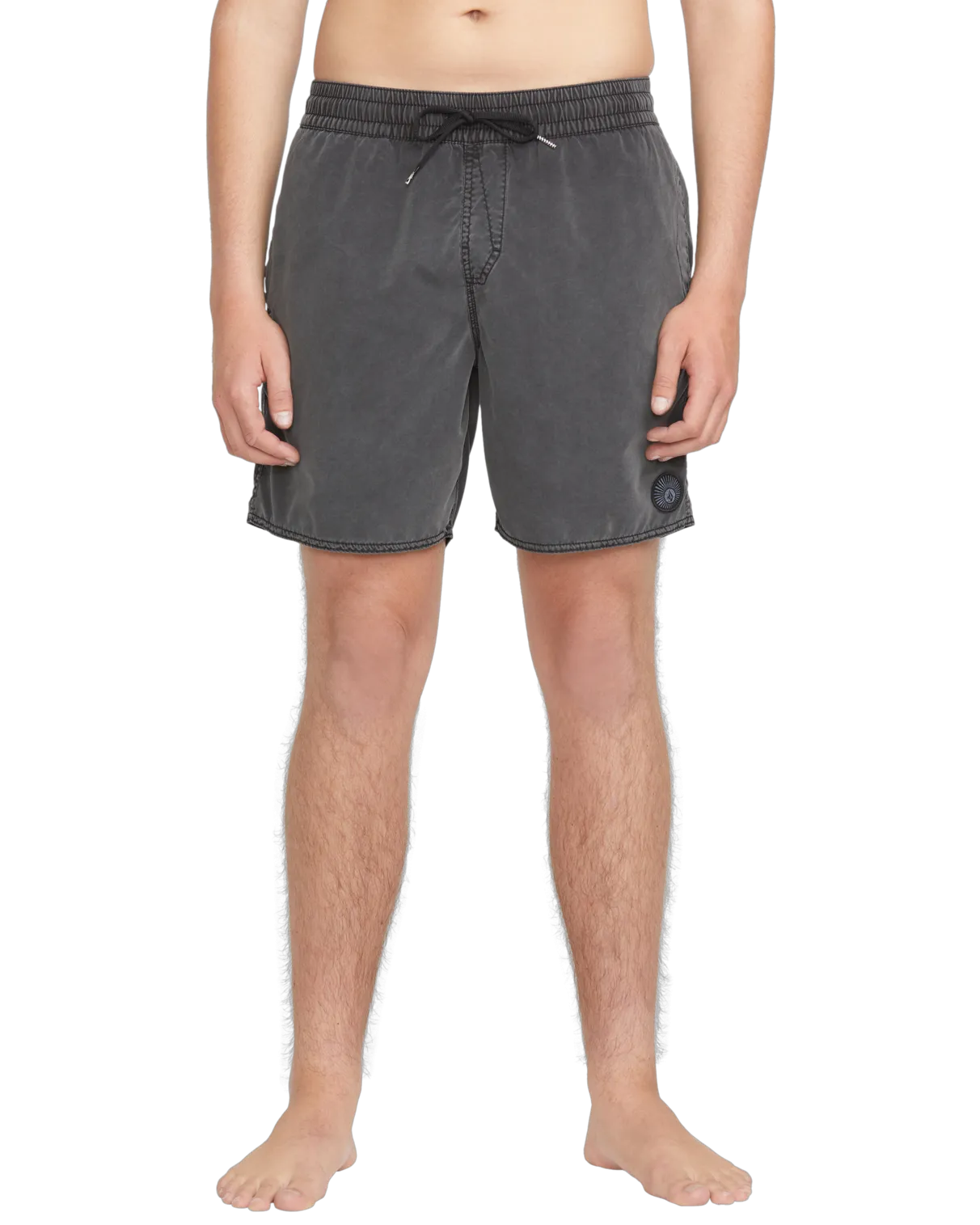 Center Elastic Waist Swimshorts in Black