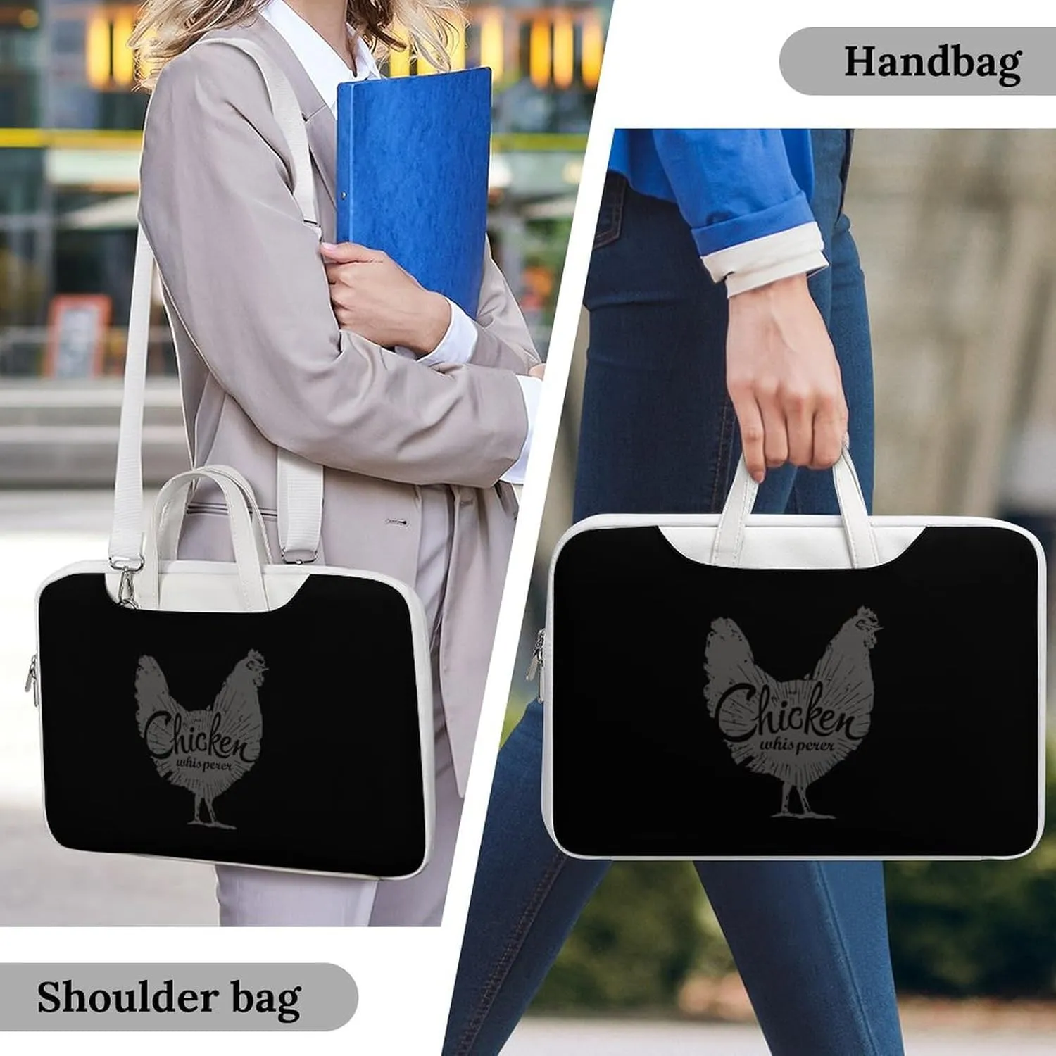 Chicken Whisperer Leather Bag Laptop Case Slim Water Resistant Computer Bags with Handle Briefcase for Work