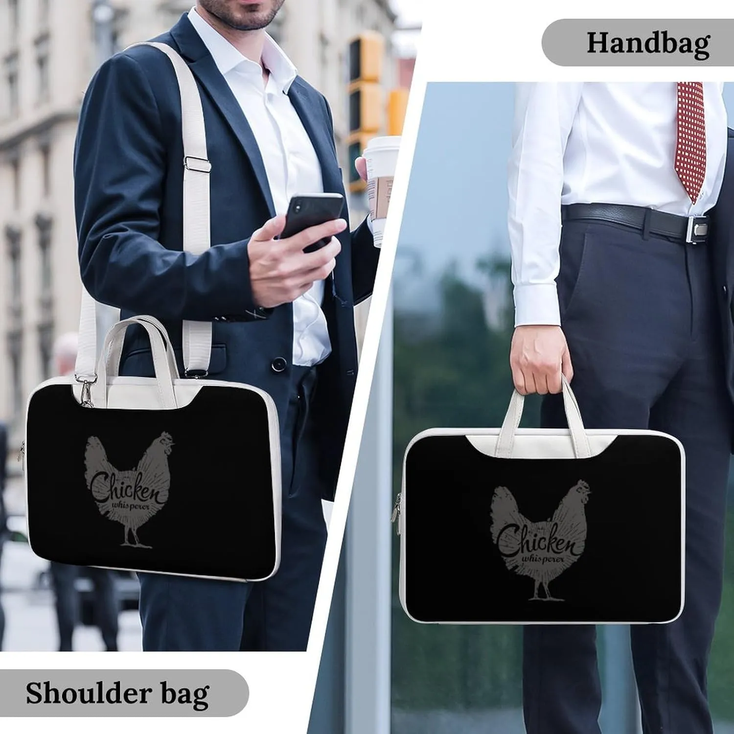 Chicken Whisperer Leather Bag Laptop Case Slim Water Resistant Computer Bags with Handle Briefcase for Work