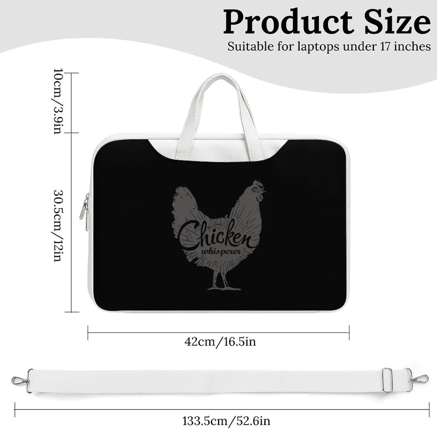 Chicken Whisperer Leather Bag Laptop Case Slim Water Resistant Computer Bags with Handle Briefcase for Work