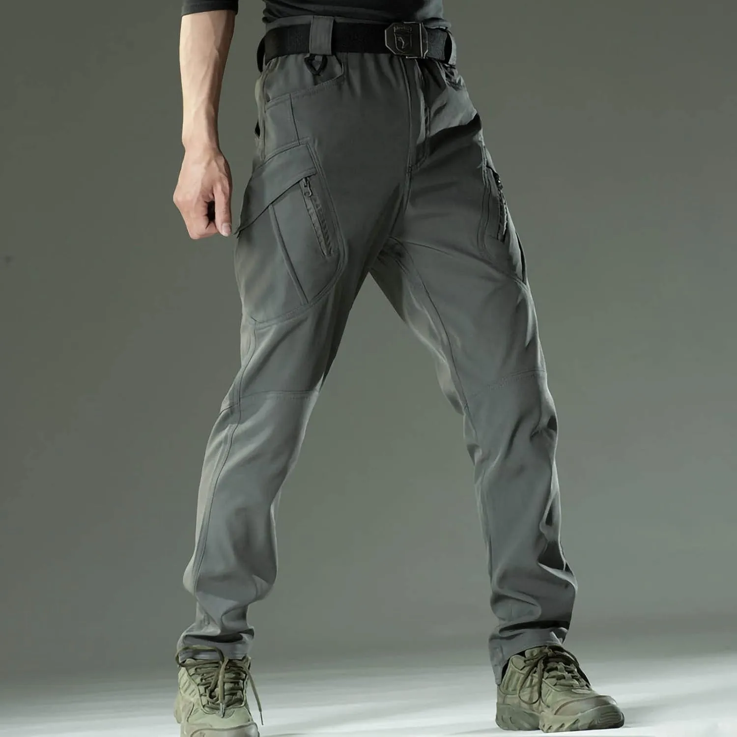 Chino Pants for Men Winter Warm Hiking Training Cargo Pants Fleece Thicken Sweatpant Slim Fit Running Tapered Pants
