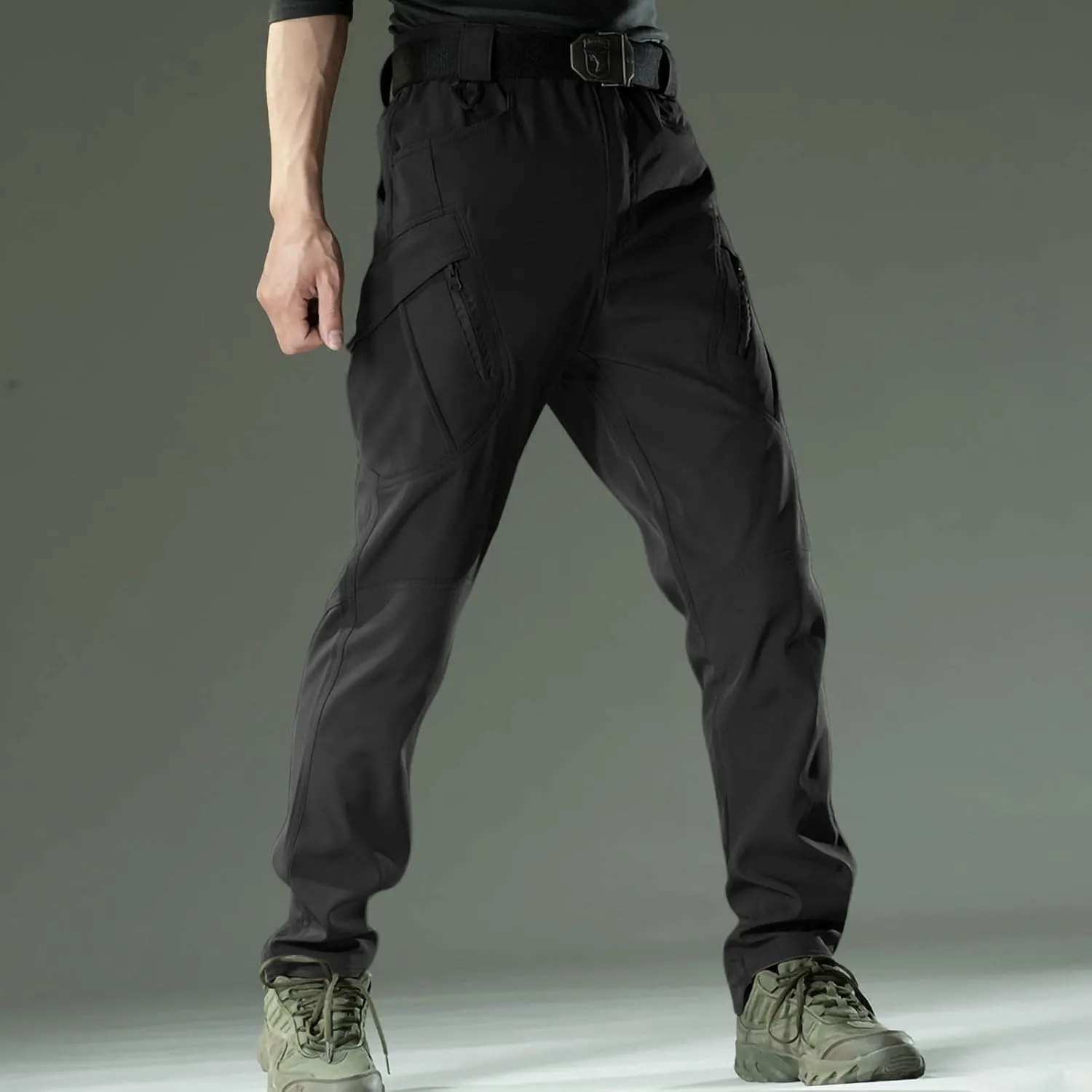 Chino Pants for Men Winter Warm Hiking Training Cargo Pants Fleece Thicken Sweatpant Slim Fit Running Tapered Pants