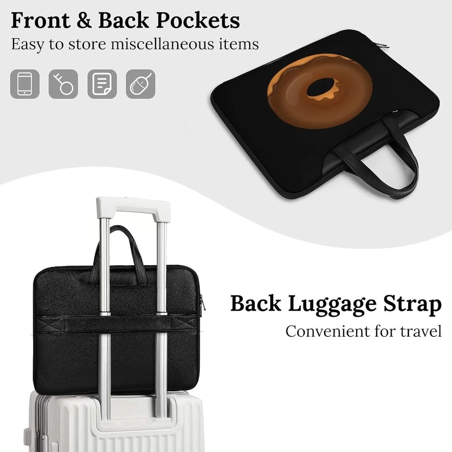 Chocolate Donut Leather Bag Laptop Case Slim Water Resistant Computer Bags with Handle Briefcase for Work