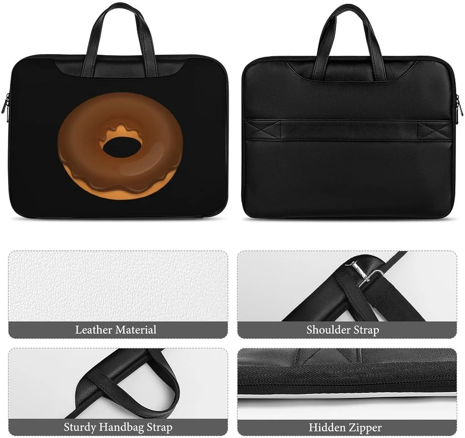 Chocolate Donut Leather Bag Laptop Case Slim Water Resistant Computer Bags with Handle Briefcase for Work