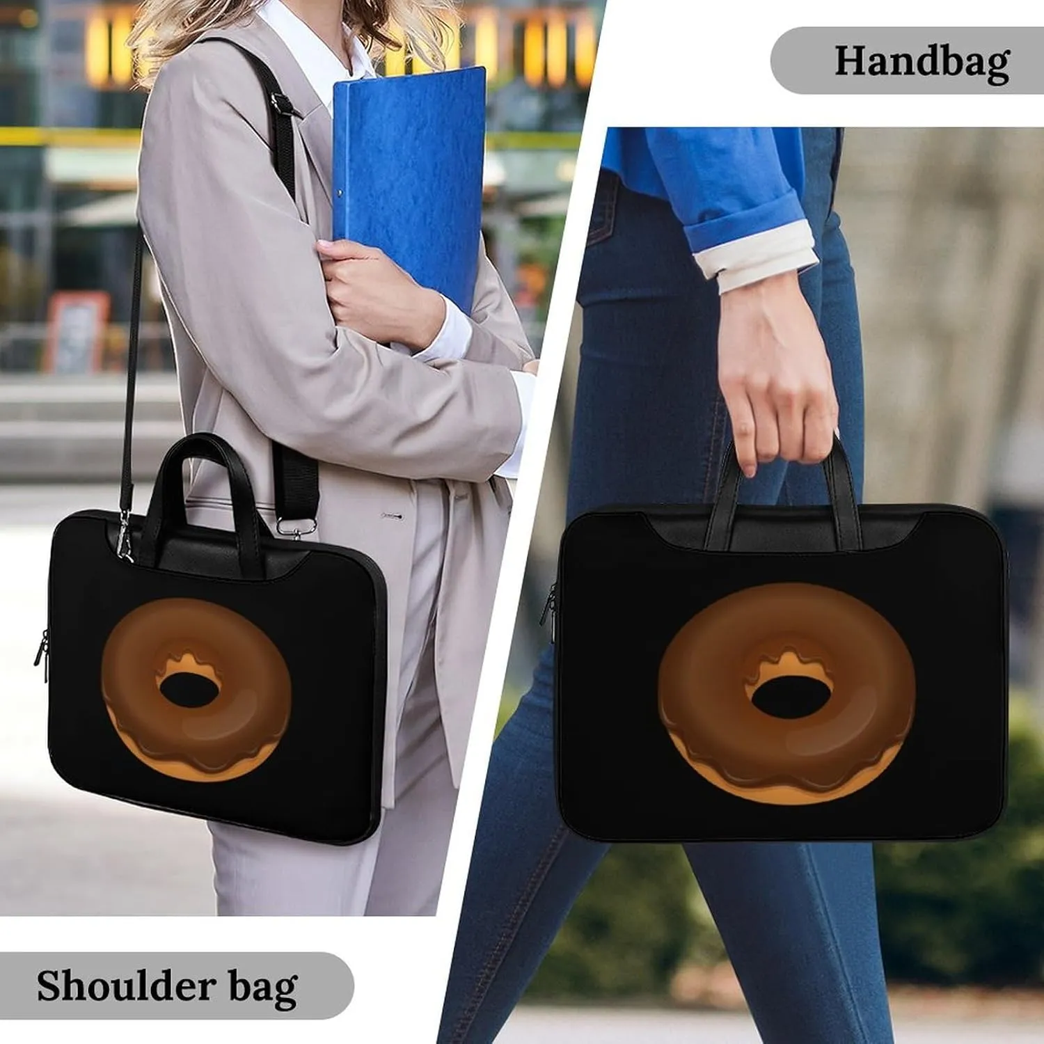 Chocolate Donut Leather Bag Laptop Case Slim Water Resistant Computer Bags with Handle Briefcase for Work