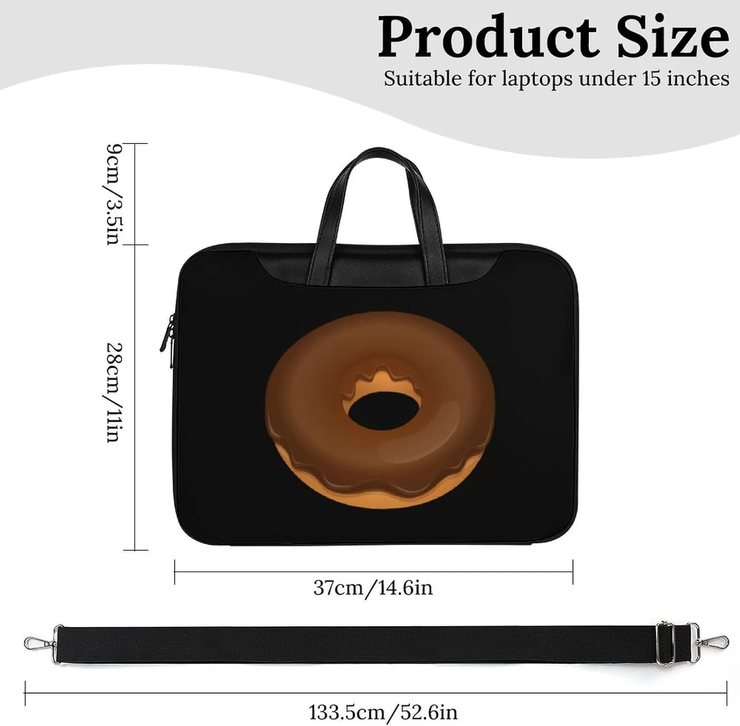 Chocolate Donut Leather Bag Laptop Case Slim Water Resistant Computer Bags with Handle Briefcase for Work