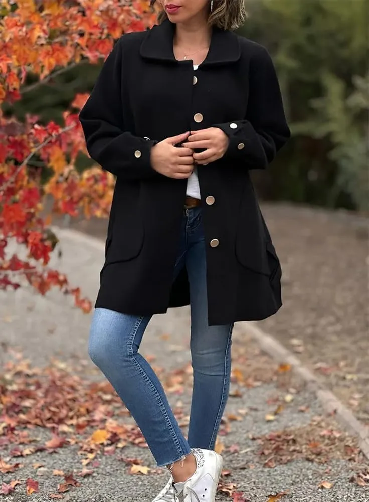 chouyatou Women's Winter Single Breasted Wool Coat Bow Knot Business Casual Midi Long Winter Trench Coat