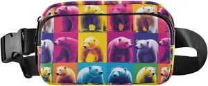 Colored Bears Fanny Pack Water Resistant, Women Men Waist Pack Sling Bag Purse for Travel Hiking