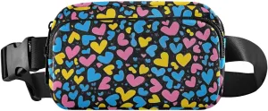 Colored Hearts Fanny Pack Water Resistant, Women Men Waist Pack Sling Bag Purse for Travel Hiking