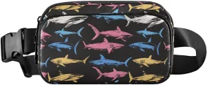 Colored Sharks Fanny Pack Water Resistant, Women Men Waist Pack Sling Bag Purse for Travel Hiking