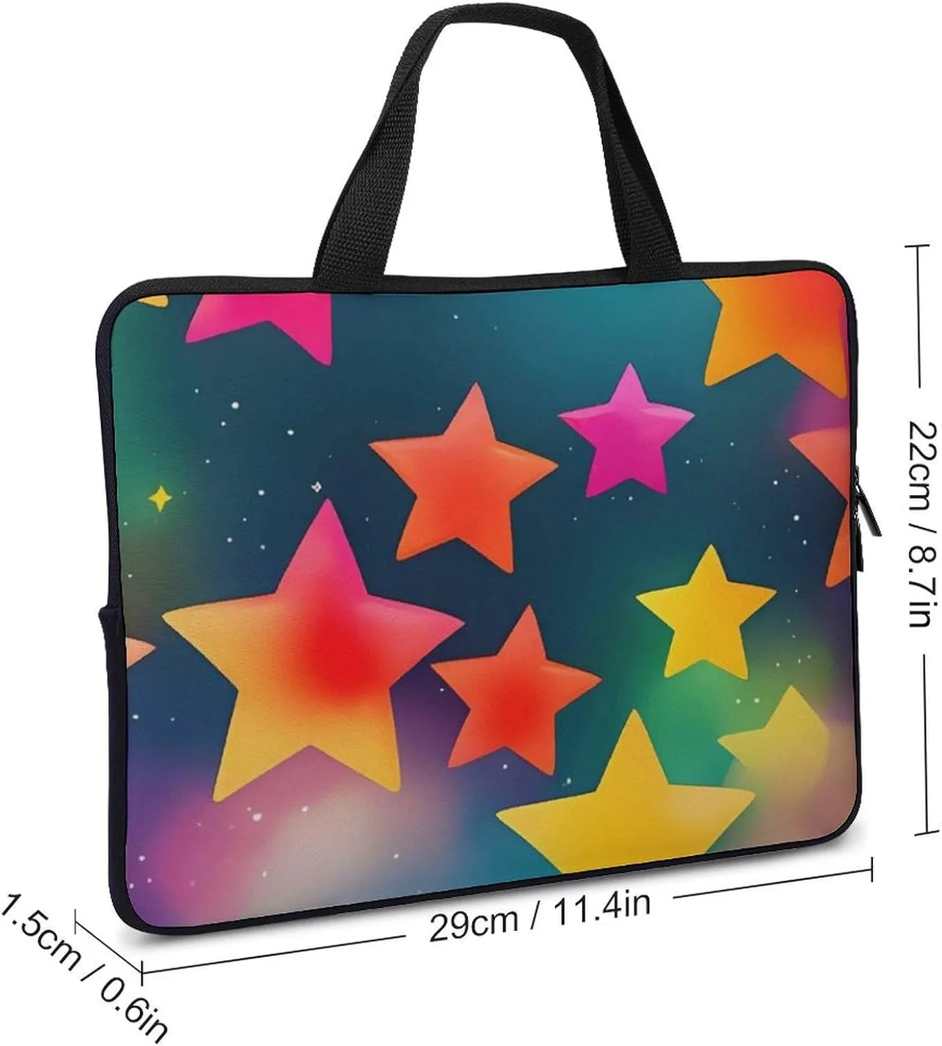 Colorful Rainbow Stars Laptop Bag Durable Laptop Sleeve Water-Resistant Notebook Bag for Computer Or Tablet