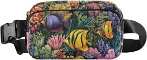 Coral Fishes Fanny Pack Water Resistant, Women Men Waist Pack Sling Bag Purse for Travel Hiking