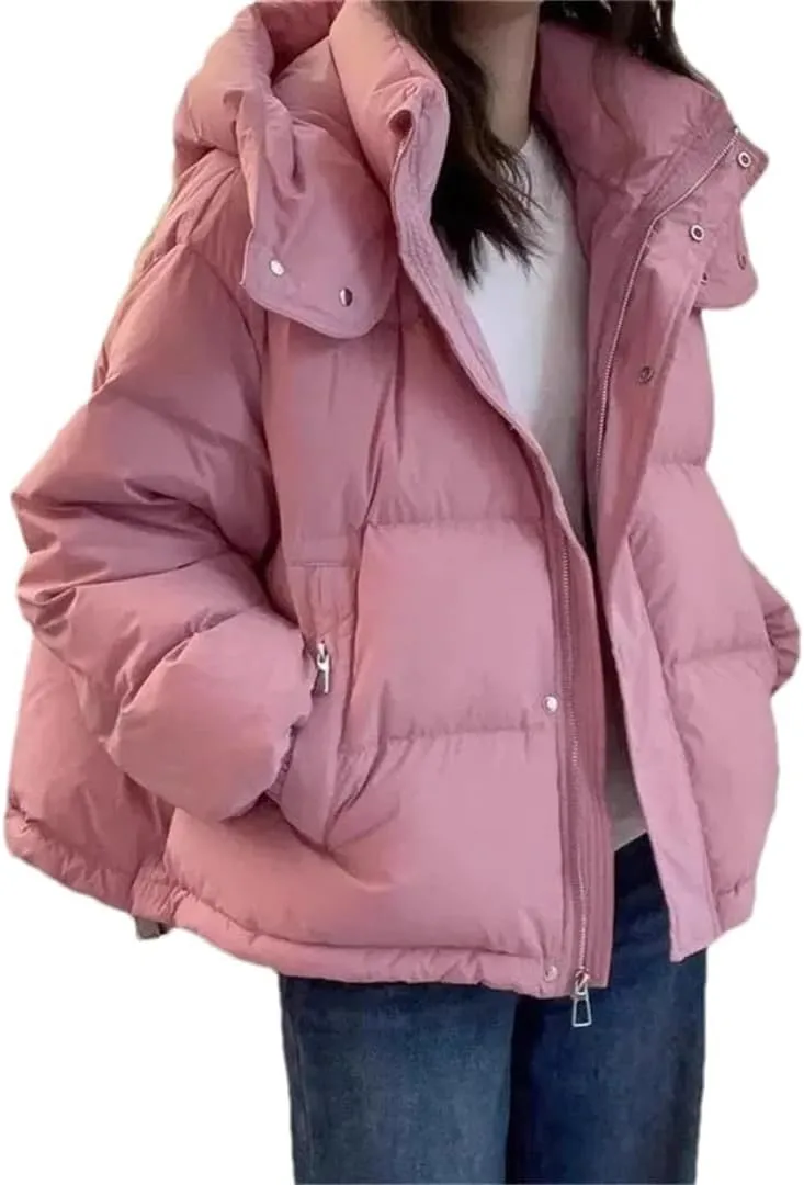 Cotton Padded Coat Women's Cropped Hooded Puffer Jacket Thickened Warm Autumn Winter Jacket