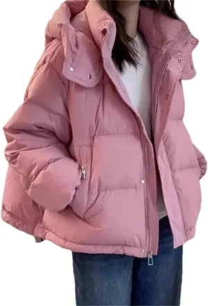 Cotton Padded Coat Women's Cropped Hooded Puffer Jacket Thickened Warm Autumn Winter Jacket