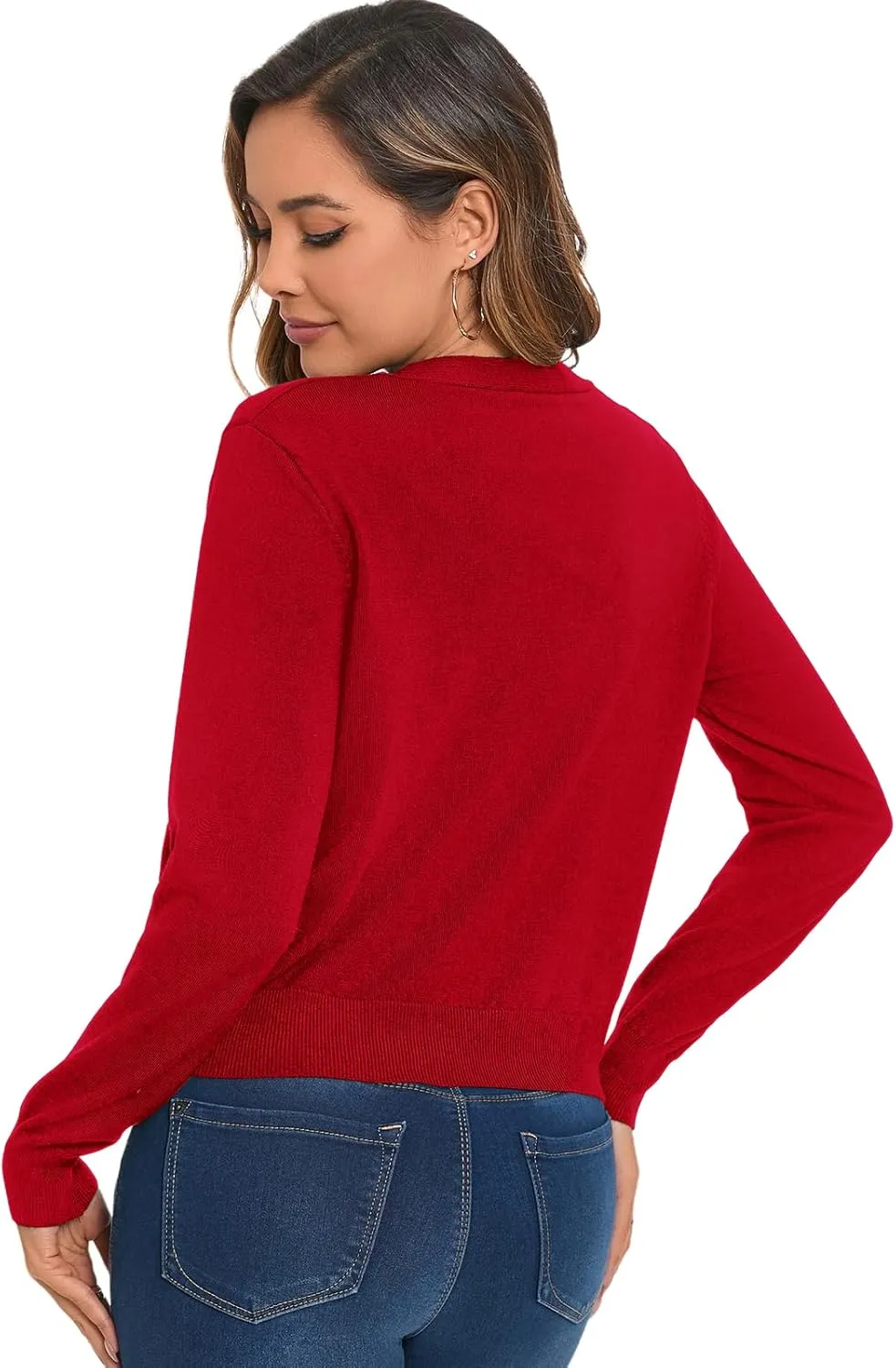 Cropped Cardigan Sweaters for Women Long Sleeve Button Down Open Front Bolero Shrugs for Dresses, S-XL