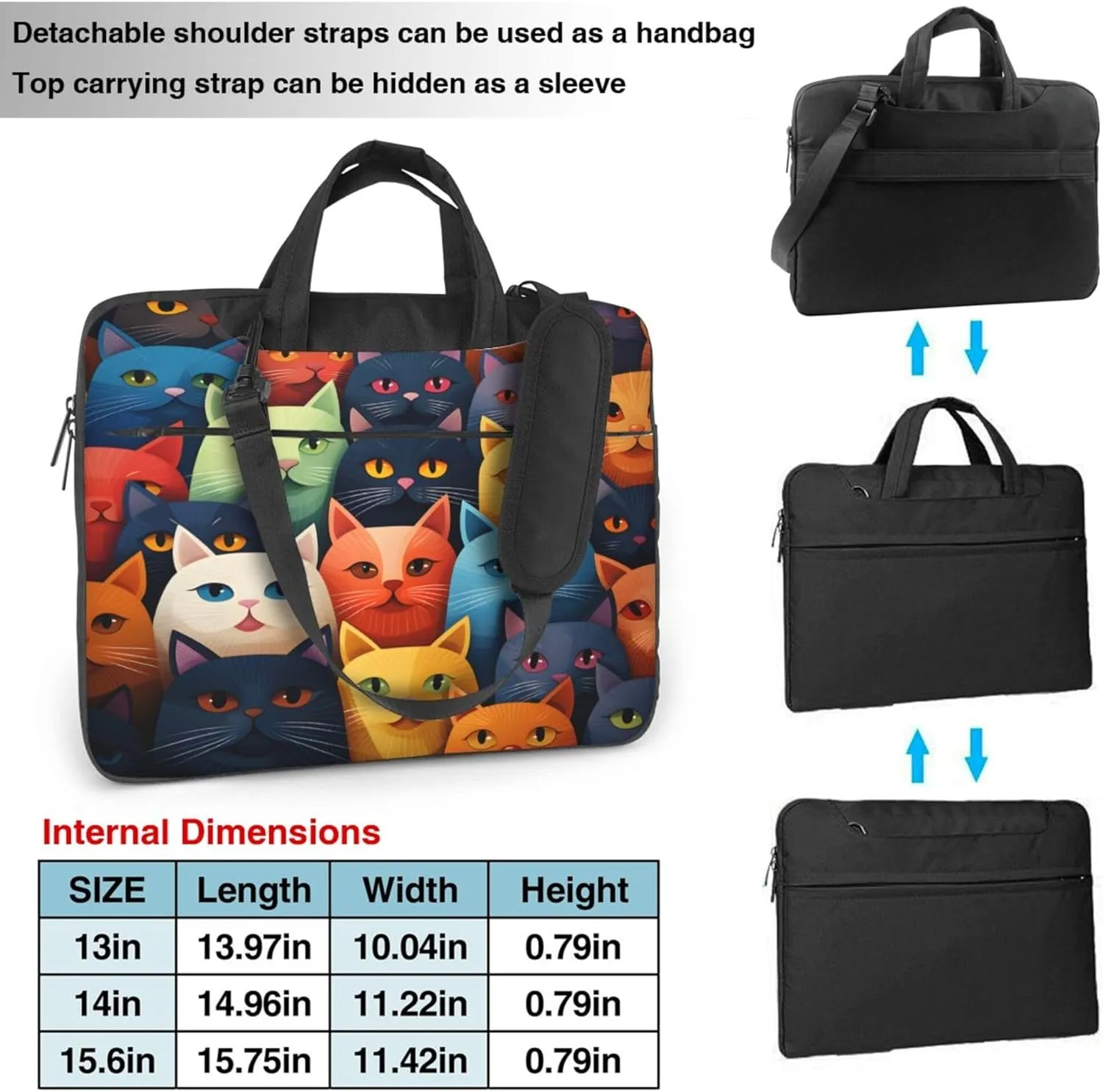 Cute Cats Laptop Shoulder Bag for Women, Laptop Sleeve Case Durable Computer Bag