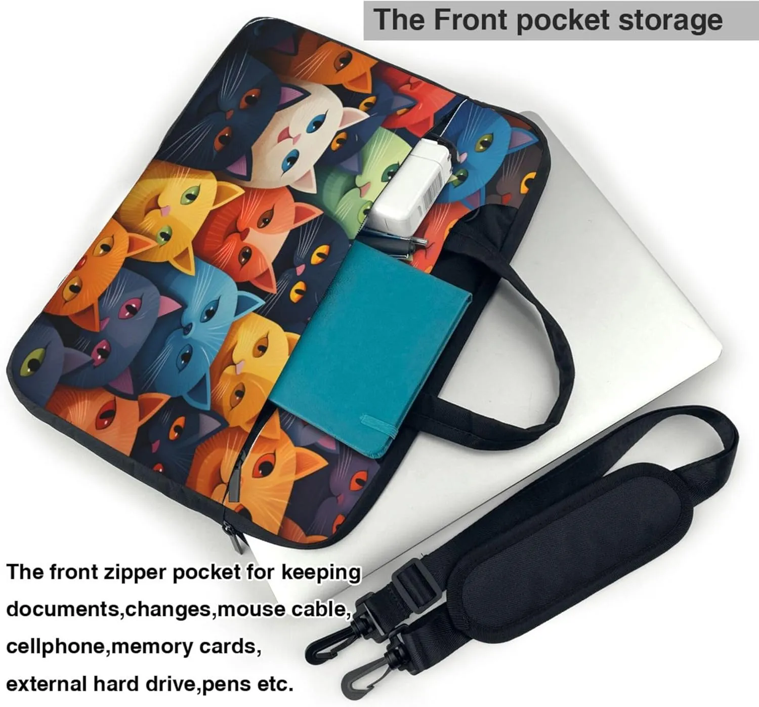 Cute Cats Laptop Shoulder Bag for Women, Laptop Sleeve Case Durable Computer Bag